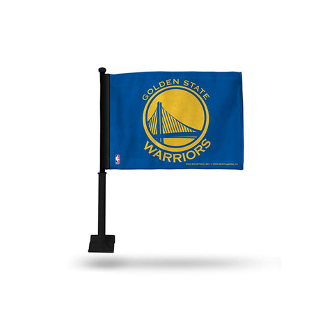 Golden State Warriors Nba Car Flag (black Pole)