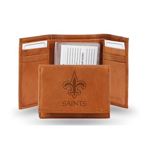New Orleans Saints Nfl Tri-fold Wallet (pecan Cowhide)