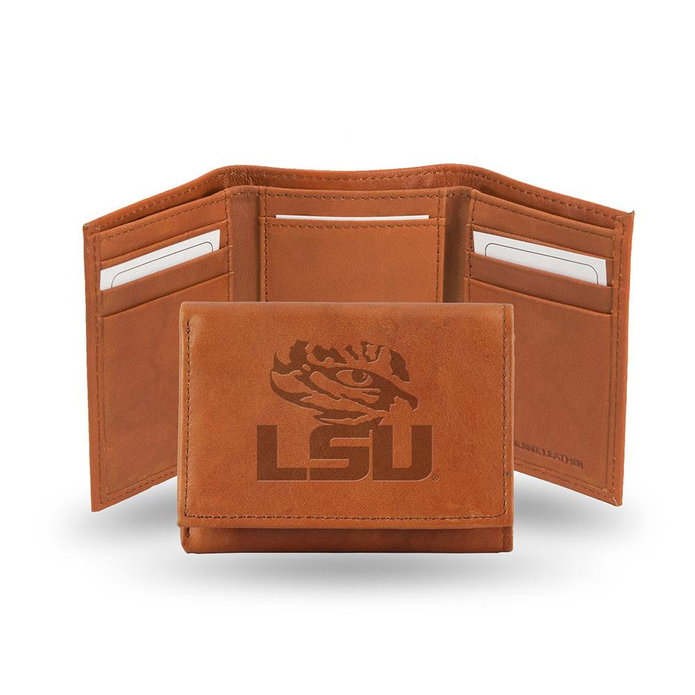 Lsu Tigers Tri-fold Wallet (pecan Cowhide)