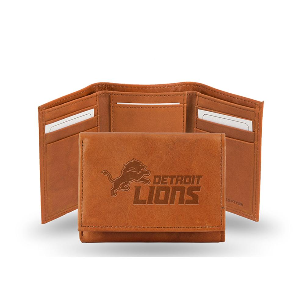 Detroit Lions Nfl Tri-fold Wallet (pecan Cowhide)
