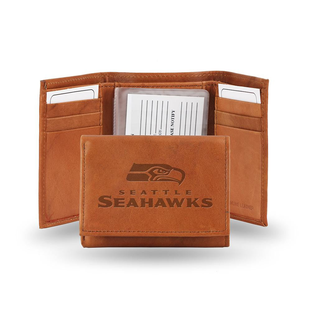 Seattle Seahawks Tri-Fold Wallet (Pecan Cowhide)