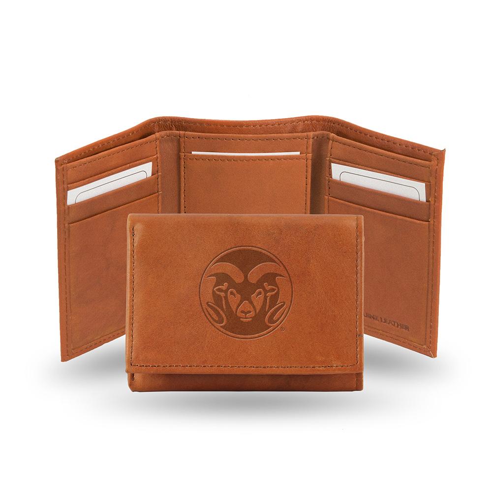 Colorado State Rams  Tri-fold Wallet (pecan Cowhide)