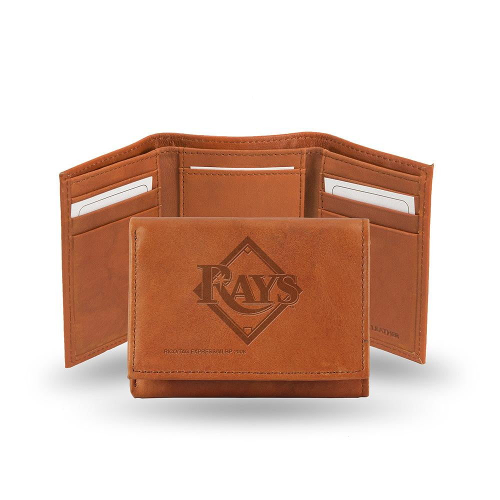Tampa Bay Rays Tri-Fold Wallet (Pecan Cowhide)