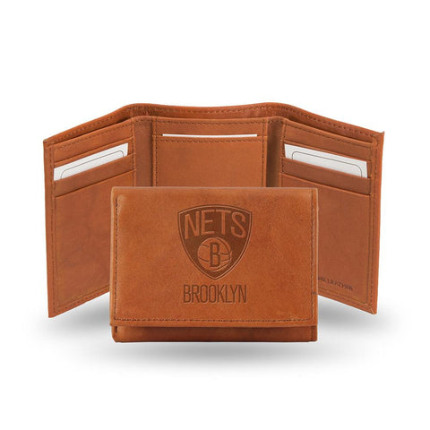Brooklyn Nets  Tri-Fold Wallet (Pecan Cowhide)
