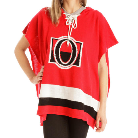 Ottawa Senators NHL Stylish Knitted Cowl Hood Poncho (One Size Fits Most)