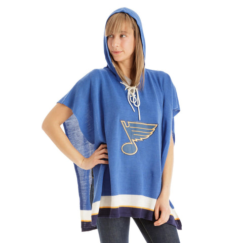 St. Louis Blues NHL Stylish Knitted Cowl Hood Poncho (One Size Fits Most)