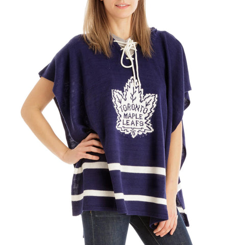 Toronto Maple Leafs NHL Stylish Knitted Cowl Hood Poncho (One Size Fits Most)