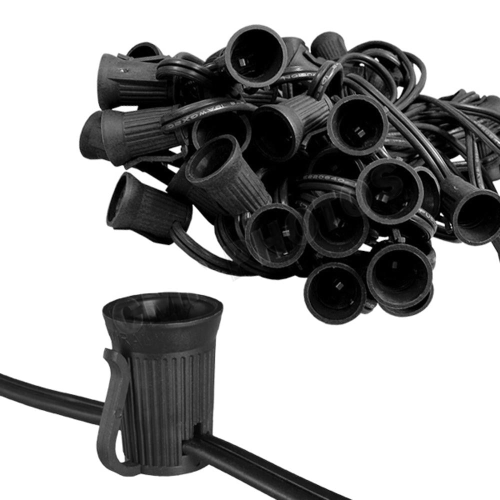 Christmas String Lights(100ft.-96 Sockets. Black Cord)