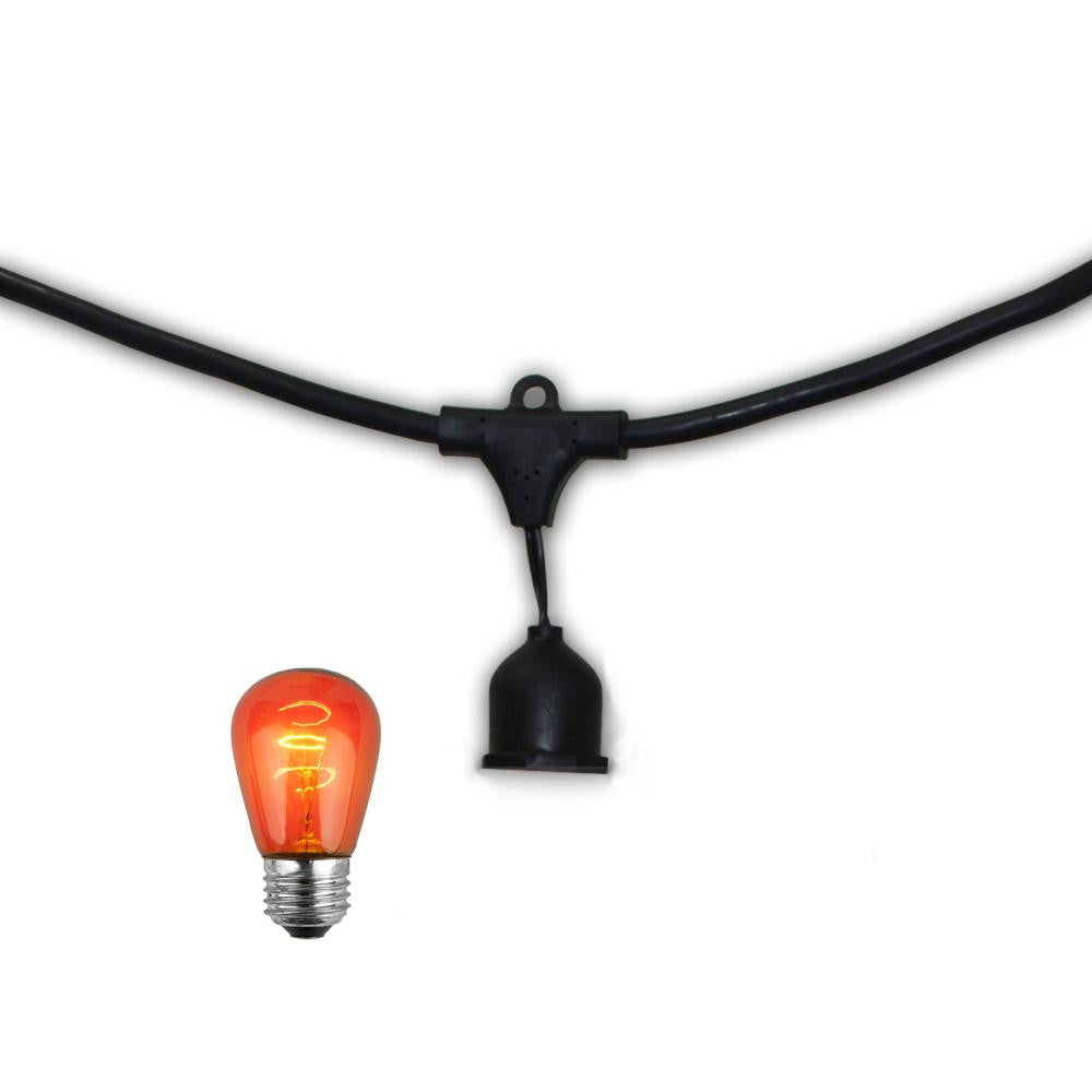 Metro Commercial String Lights (48ft.-24 Sockets W- Amber Bulbs)