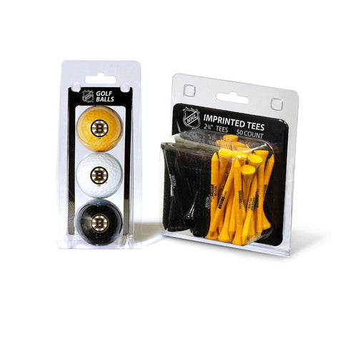 Boston Bruins NHL 3 Ball Pack and 50 Tee Pack