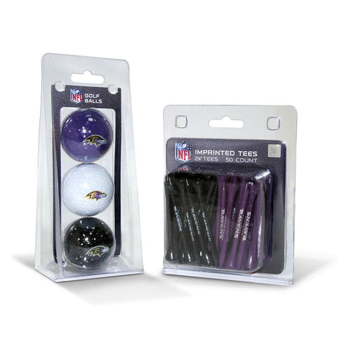 Baltimore Ravens NFL 3 Ball Pack and 50 Tee Pack