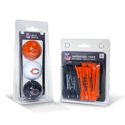 Chicago Bears NFL 3 Ball Pack and 50 Tee Pack