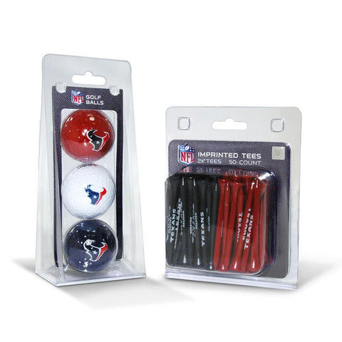 Houston Texans NFL 3 Ball Pack and 50 Tee Pack