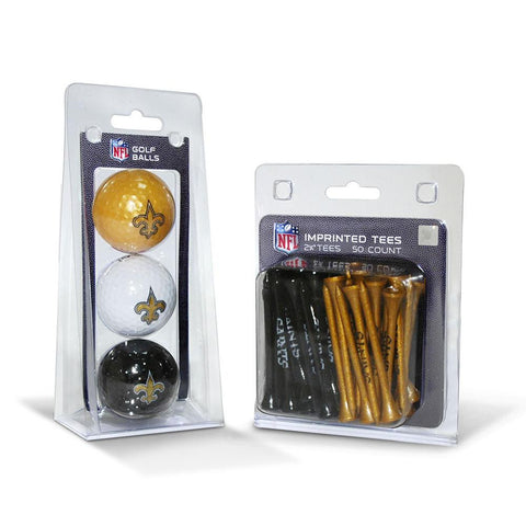 New Orleans Saints NFL 3 Ball Pack and 50 Tee Pack