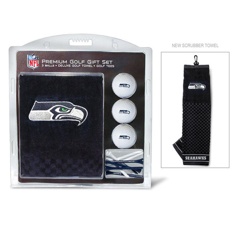 Nfl Seattle Seahawks Embroidered Golf Towel (3 Golf Balls-12 Tee Gift Set)
