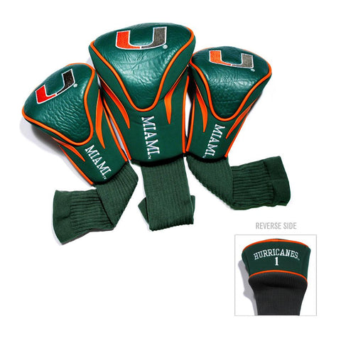 Miami Hurricanes Ncaa 3 Pack Contour Fit Headcover