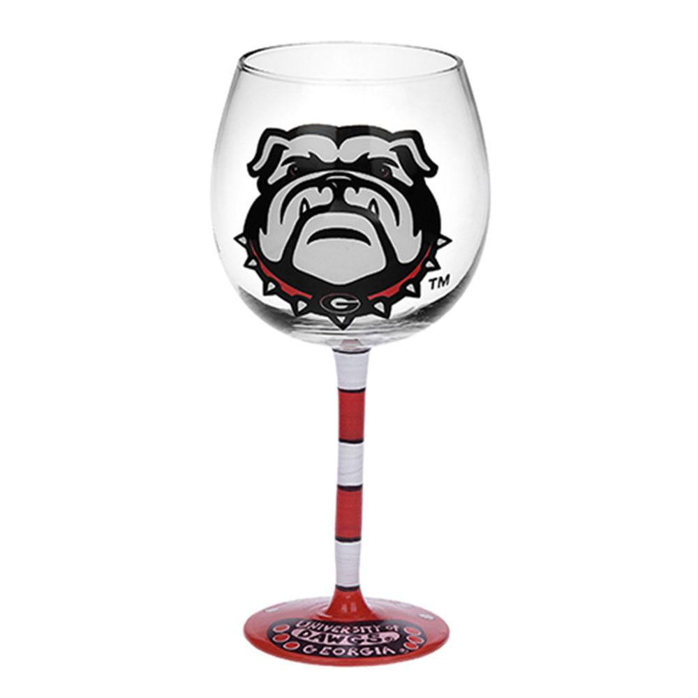 Georgia Bulldogs Ncaa Pair Of Hand Painted 12oz. Wine Glass (set Of 2)