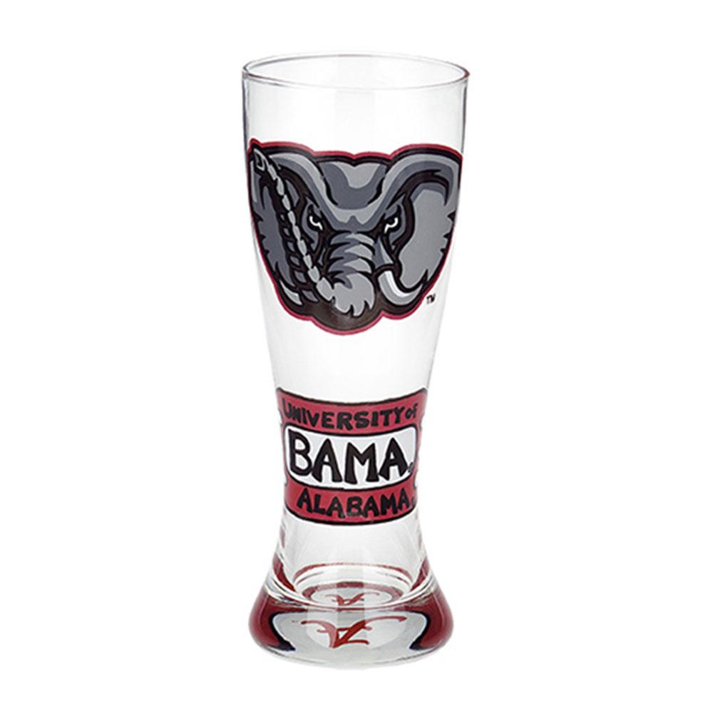 Alabama Crimson Tide Ncaa Pair Of Hand Painted 22oz. Pilsner Glass (set Of 2)