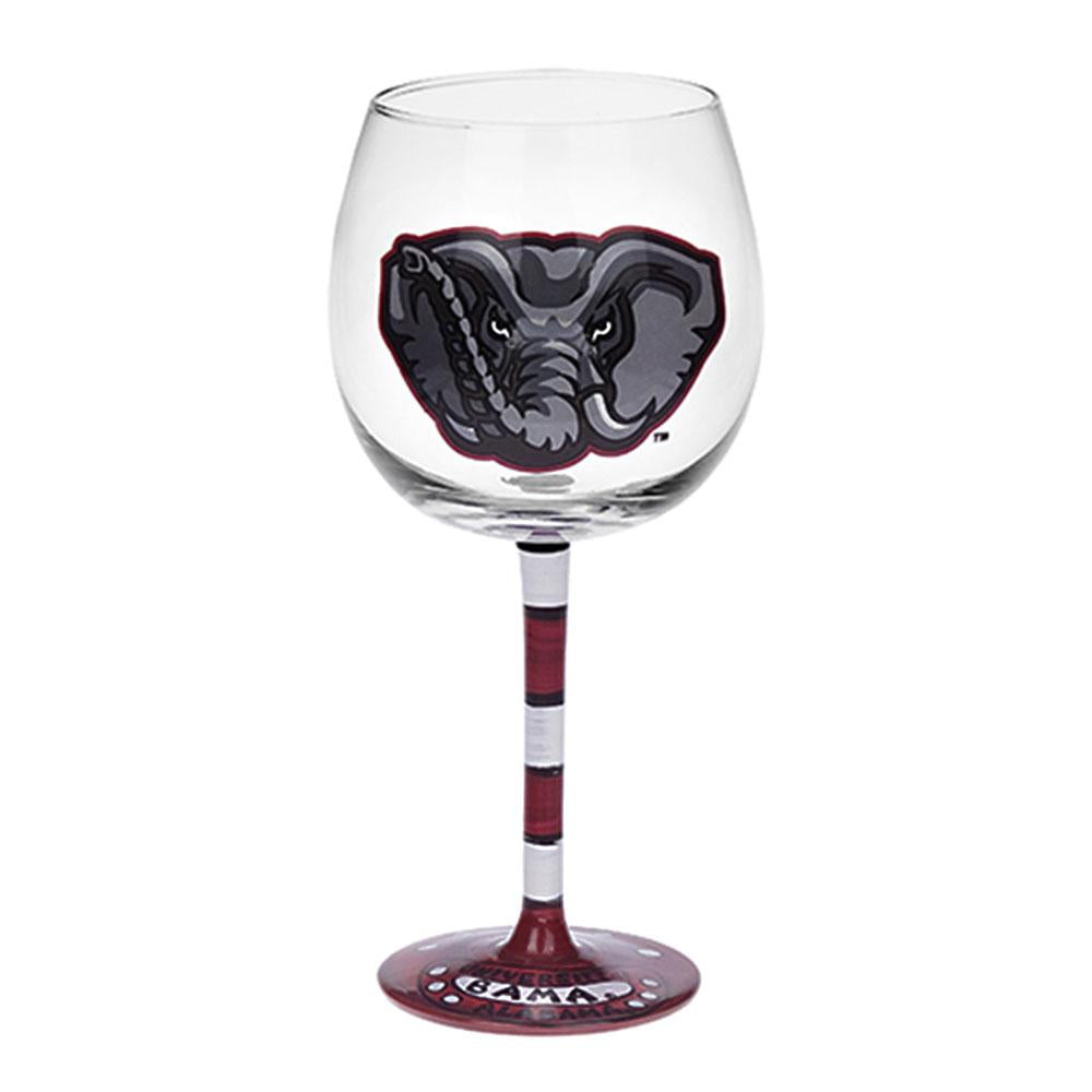Alabama Crimson Tide Ncaa Pair Of Hand Painted 12oz. Wine Glass (set Of 2)