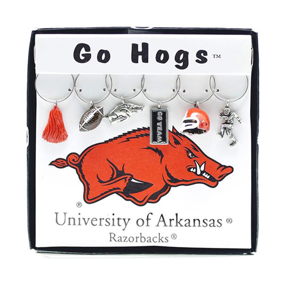 Arkansas Razorbacks Ncaa Glassware Charm Set (set Of 6)