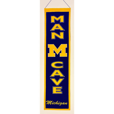 Michigan Wolverines Ncaa "man Cave" Vertical Banner (8" X 32")
