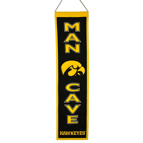 Iowa Hawkeyes Ncaa "man Cave" Vertical Banner (8" X 32")