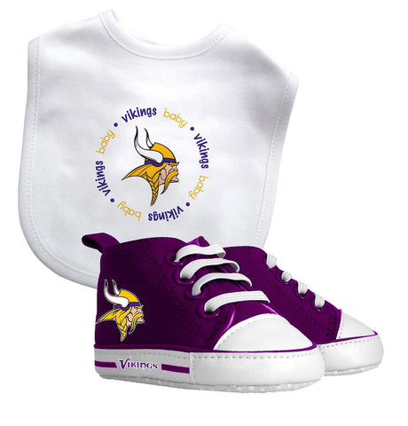Minnesota Vikings Nfl Infant Bib And Shoe Gift Set