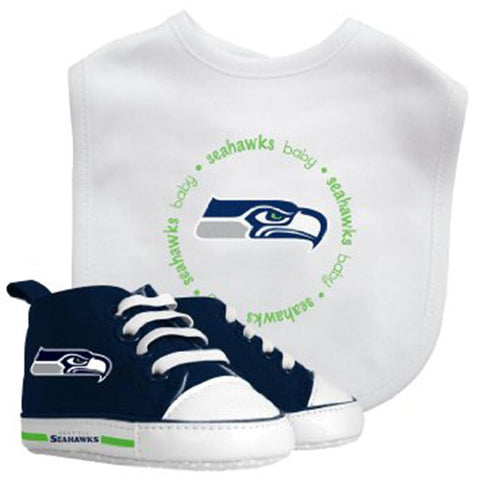 Seattle Seahawks Nfl Infant Bib And Shoe Gift Set