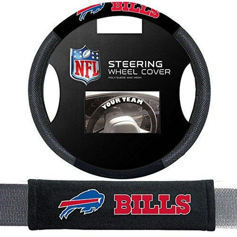 Buffalo Bills Nfl Steering Wheel Cover And Seatbelt Pad Auto Deluxe Kit