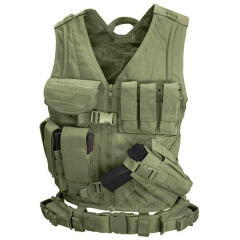 Cross Draw Tactical Vest - Color: Od Green - Medium - Large
