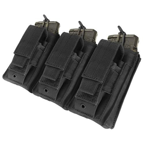 Triple Kangaroo Magazine Pouch Holds (3) M4-m16 Mag, (3) Pistol Mag - Color: Black