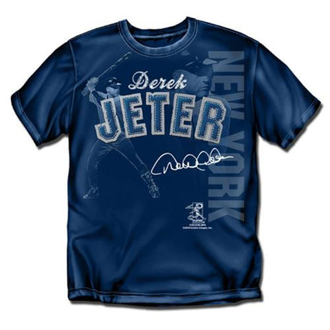 New York Yankees MLB Derek Jeter Players Stitch Boys Tee (Navy) (Large)