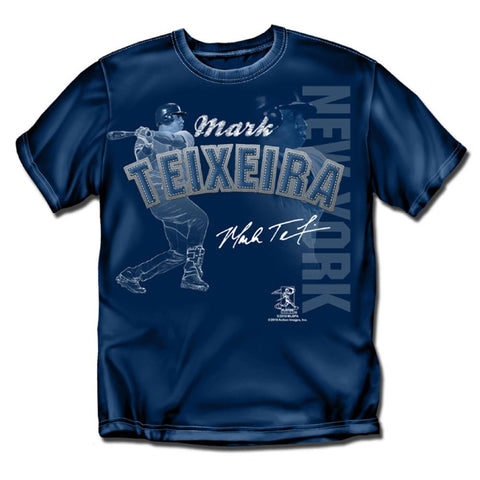 New York Yankees MLB Mark Teixeira Players Stitch Mens Tee (Navy) (Large)