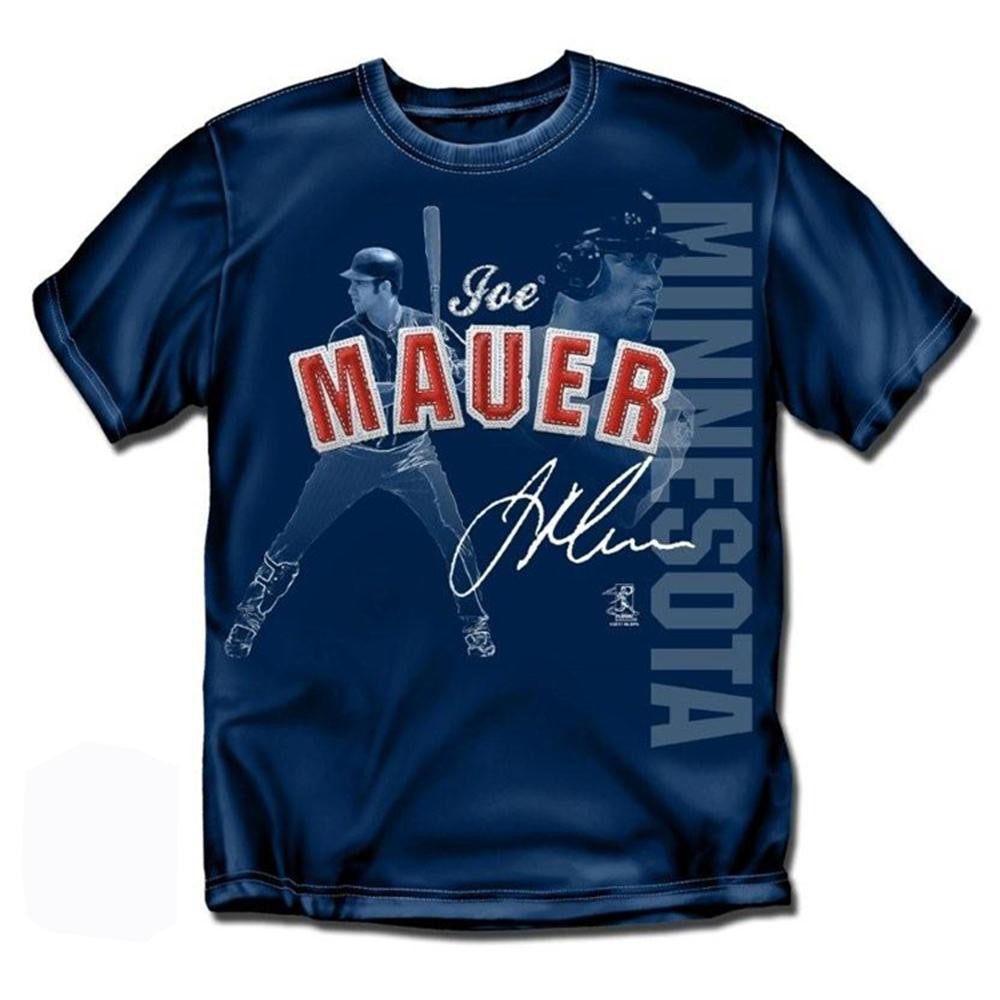 Minnesota Twins MLB Joe Mauer Players Stitch Boys Tee (Navy) (Small)