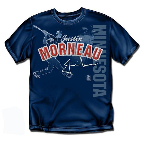 Minnesota Twins MLB Justin Morneau Players Stitch Boys Tee (Navy) (Small)