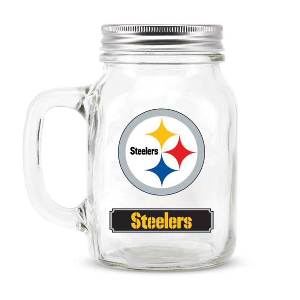 Pittsburgh Steelers NFL Mason Jar Glass With Lid