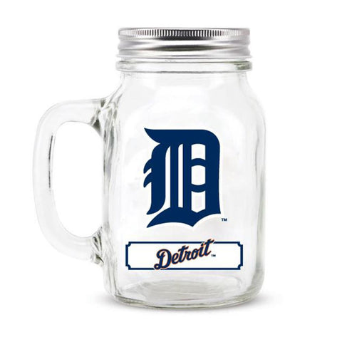 Detroit Tigers MLB Mason Jar Glass With Lid