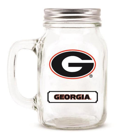 Georgia Bulldogs Ncaa Mason Jar Glass With Lid