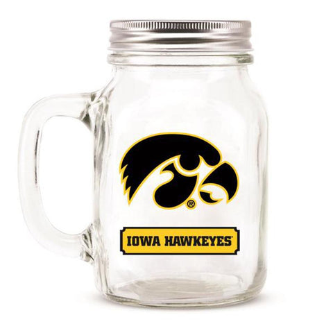 Iowa Hawkeyes Ncaa Mason Jar Glass With Lid