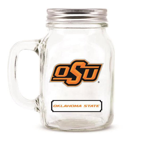 Oklahoma State Cowboys Ncaa Mason Jar Glass With Lid