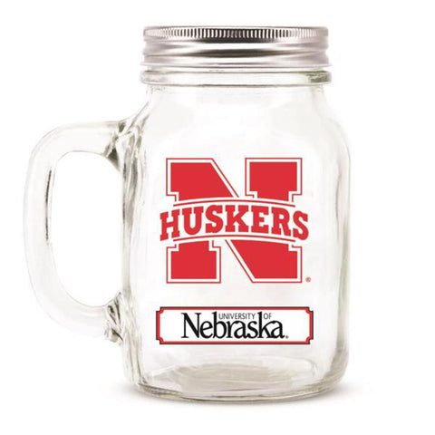 Nebraska Cornhuskers Ncaa Mason Jar Glass With Lid