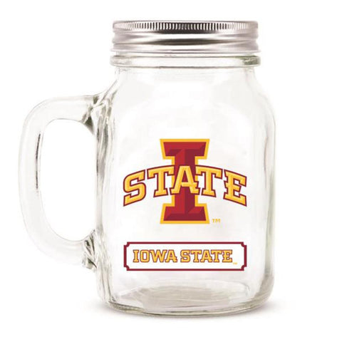 Iowa State Cyclones Ncaa Mason Jar Glass With Lid