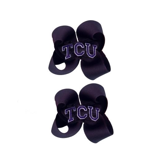 Texas Christian Horned Frogs Ncaa Hair Bow Pair