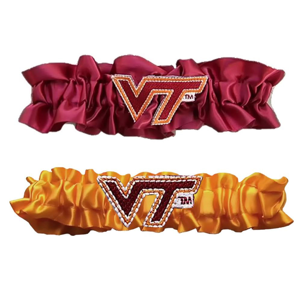 Virginia Tech Hokies Ncaa Garter Set "one To Keep One To Throw" (maroon-orange)