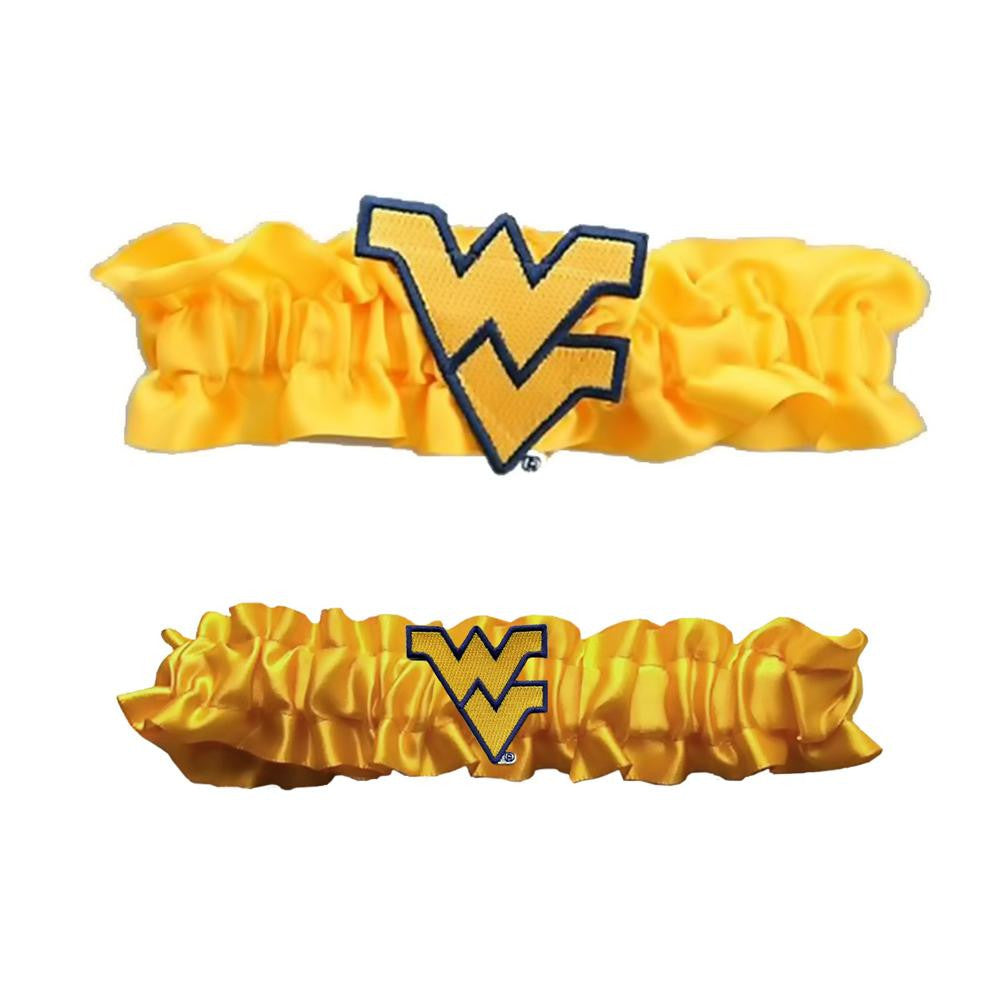 West Virginia Mountaineers Ncaa Garter Set "one To Keep One To Throw" (yellow-yellow)