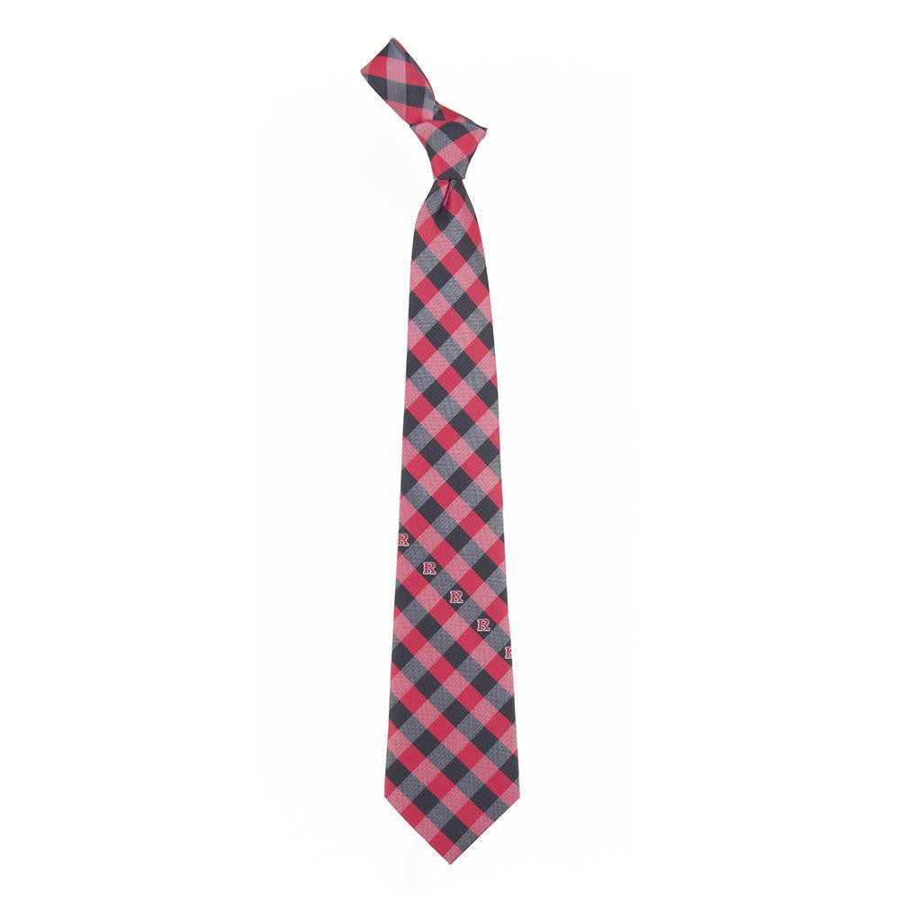 Rutgers Scarlet Knights Ncaa Check Woven Poly Mens Tie