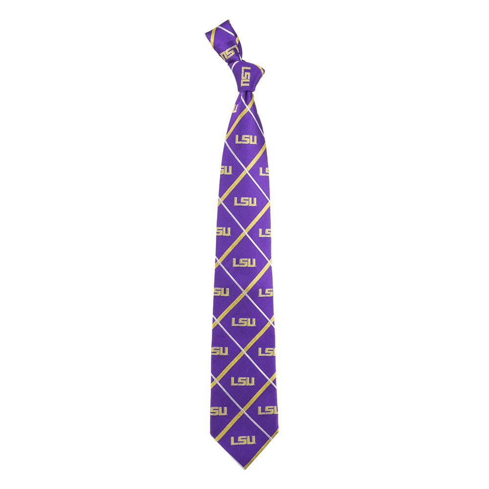 Lsu Tigers Ncaa Silver Line Woven Silk Mens Tie