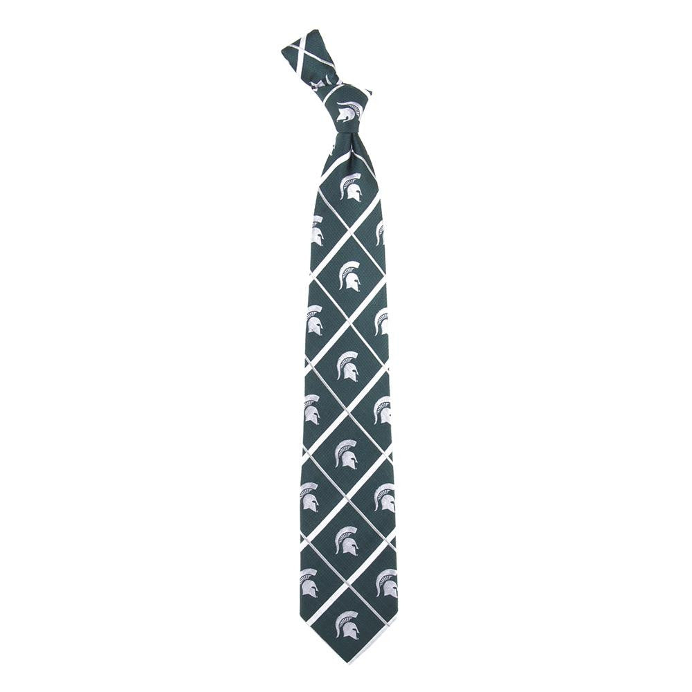 Michigan State Spartans Ncaa Silver Line Woven Silk Mens Tie