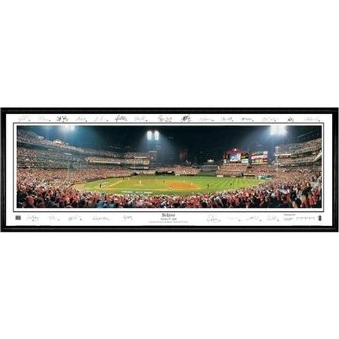 St. Louis Cardinals "believe" - With Signatures  - 13.5"x39" Standard Black Frame