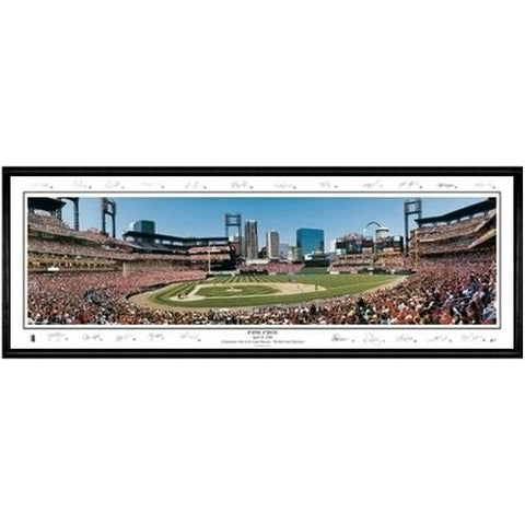 St. Louis Cardinals "first Pitch" - With Signatures   - 13.5"x39" Standard Black Frame